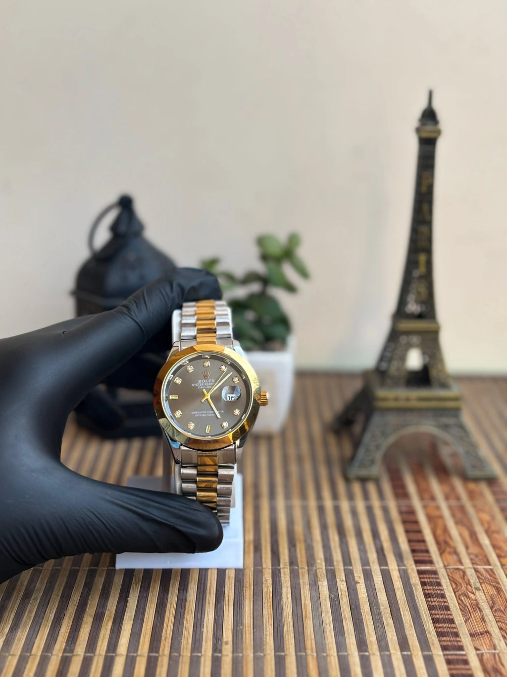 Two-Tone President-Style Men’s Watch – Grey Dial, Gold & Silver Bracelet Wristox